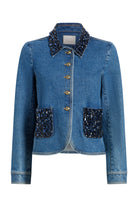 RHINESTONE DENIM AMARA JACKET - Sassanova