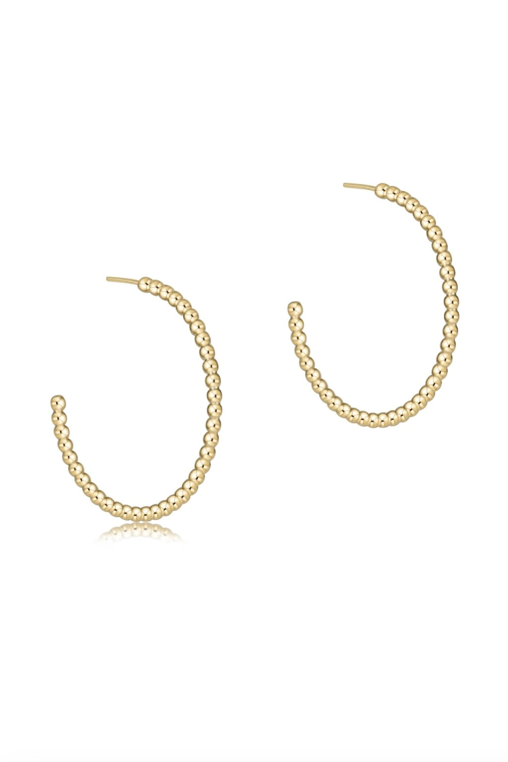BEADED CLASSIC 1.25" HOOP- 2MM GOLD - Earrings - Sassanova