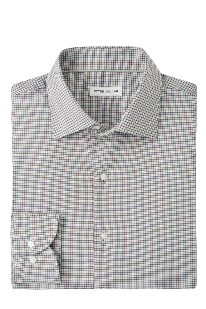JACKSON CROWN LITE SPORT SHIRT with long sleeves and a brown and white plaid print-novaman