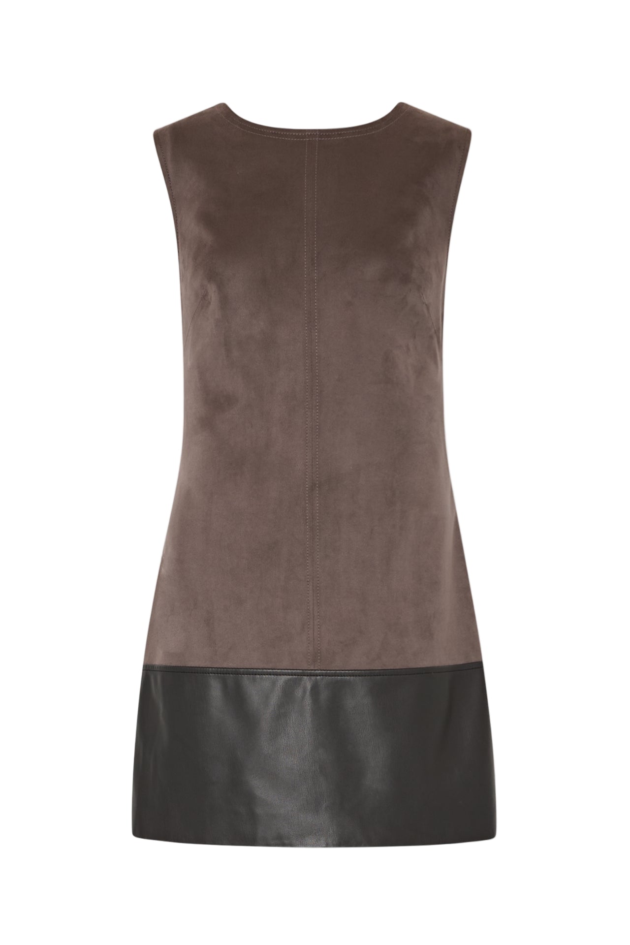 EVE SUEDE LEATHER COMBO SHIFT DRESS-Sassanova