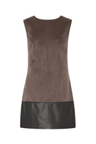 EVE SUEDE LEATHER COMBO SHIFT DRESS-Sassanova