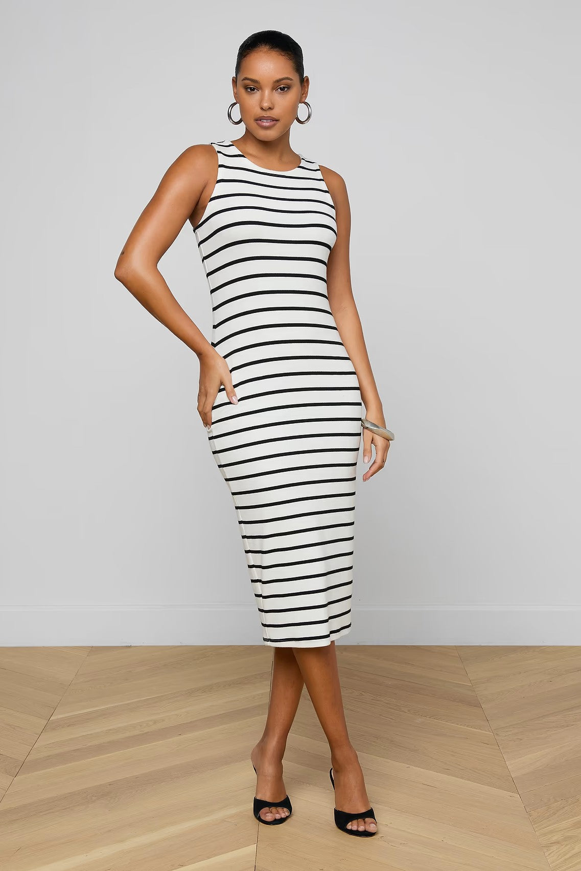 NURA STRIPE RACERBACK MIDI DRESS - Dresses - Sassanova
