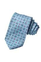 ITALIAN SILK MELANGE PRINTED TIE BLUE - Ties - Novaman