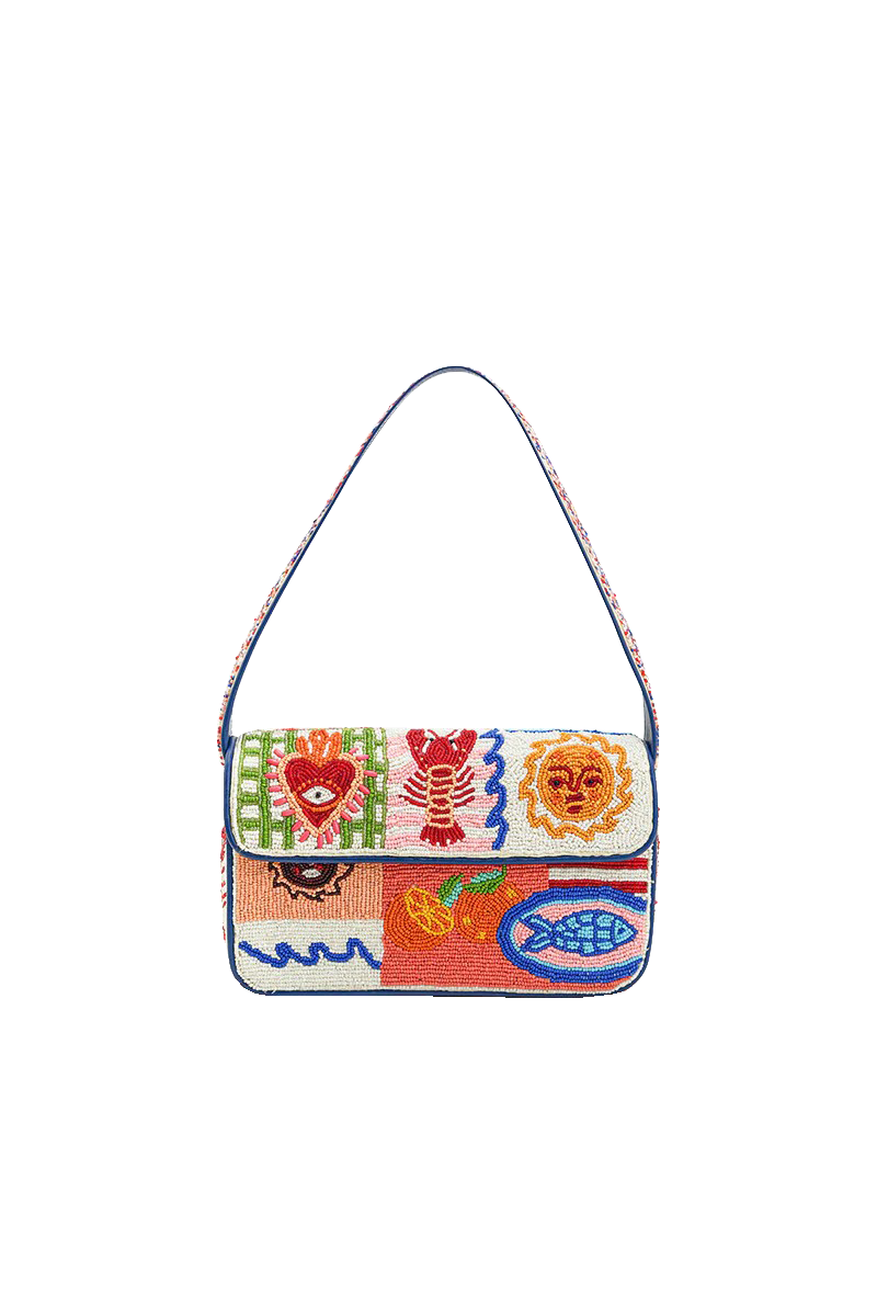 SUN AND SEA BEADED SHOULDER BAG- MULTI - Shoulder Bags - Sassanova