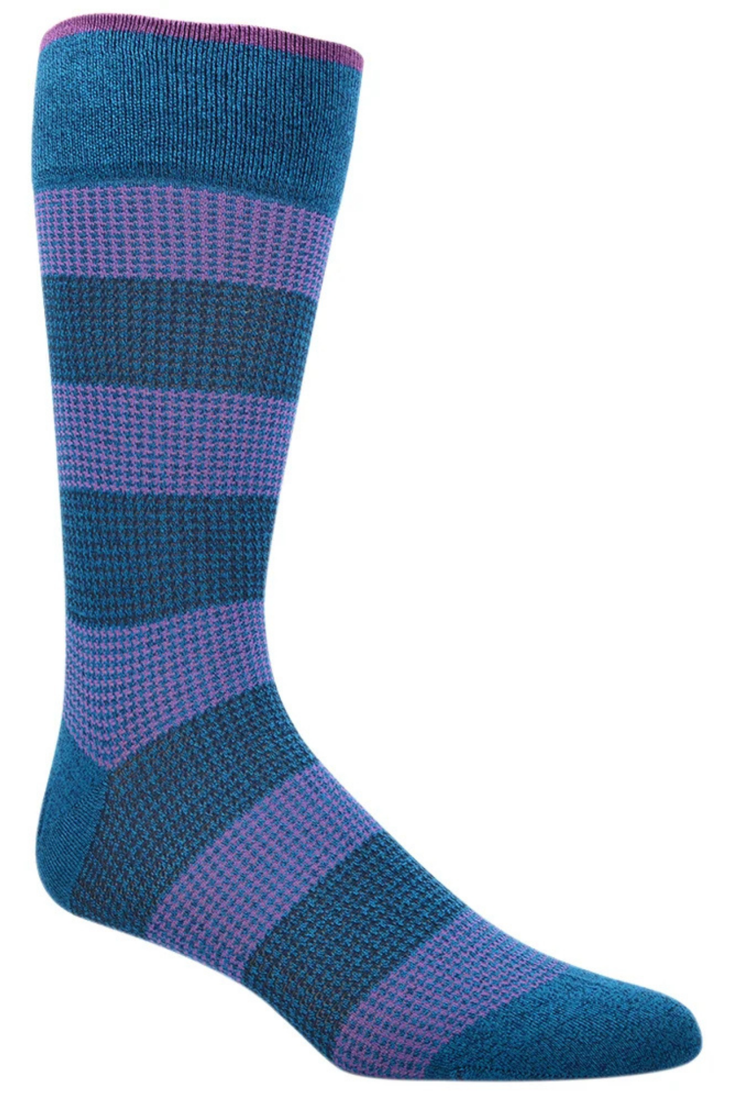 HOUNDSTOOTH BAR STRIPE SOCK DARK TEAL Sassanova / Novaman