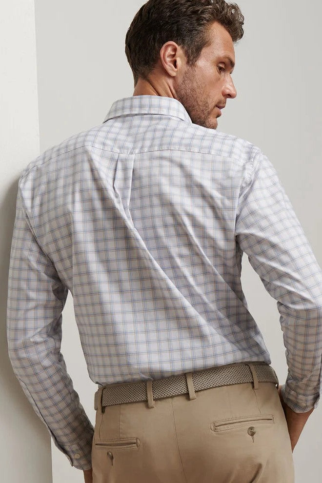 LENOX COTTON SPORT SHIRT with long sleeves, white color base and windowpane pattern-novaman