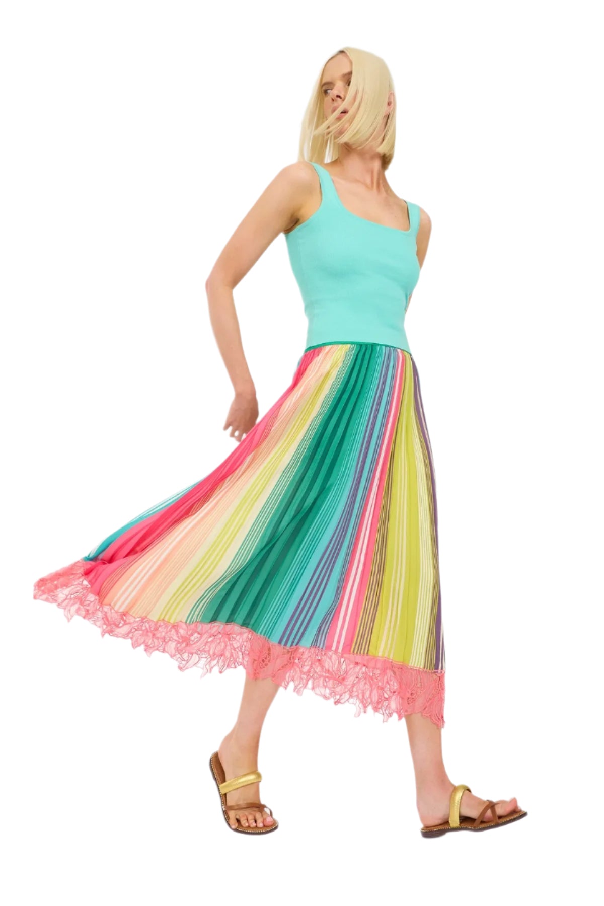 SUMMER TIME SUPER STRIPE PLEATED SKIRT-sassanova