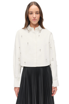 RENATA EMBELLISHED CROPPED BUTTON DOWN SHIRT - Sassanova