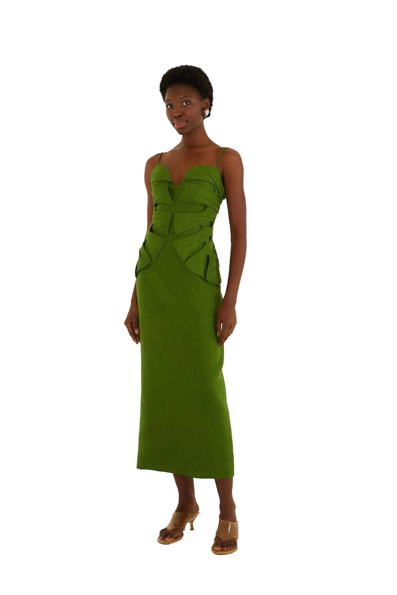MONSTERA LEAF SLEEVELESS MAXI DRESS