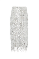 ROXANNE FRINGE SEQUIN MIDI SKIRT - sassanova