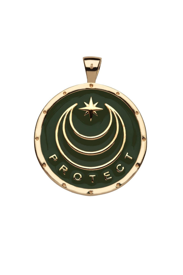 PROTECT SNAKE ORIGINAL GREEN ENAMEL NECKLACE- DRAWN LINK CHAIN