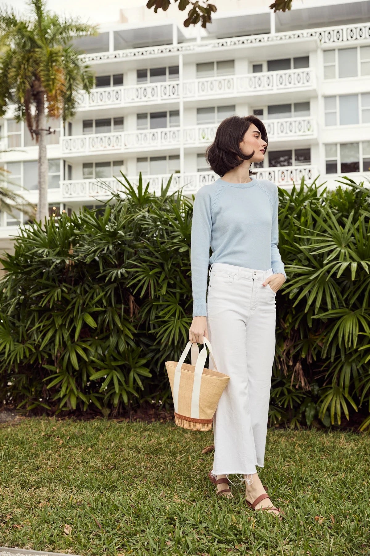 THE GARDNER BASKET- NATURAL/WHITE - Handbags - Sassanova