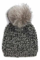 CLASSIC FOX FUR BEANIE- CHARC MARLED/SILVER - Sassanova