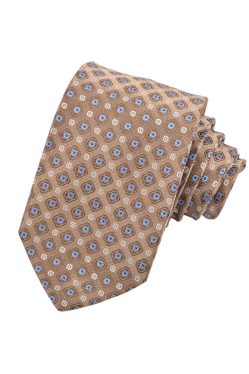 DUAL FLORAL SILK TIE SAND - Novaman