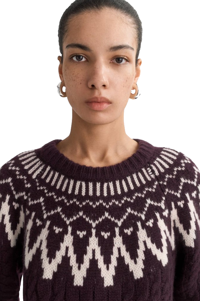 FAIR ISLE CABLE KNIT SWEATER - Sweaters - Sassanova