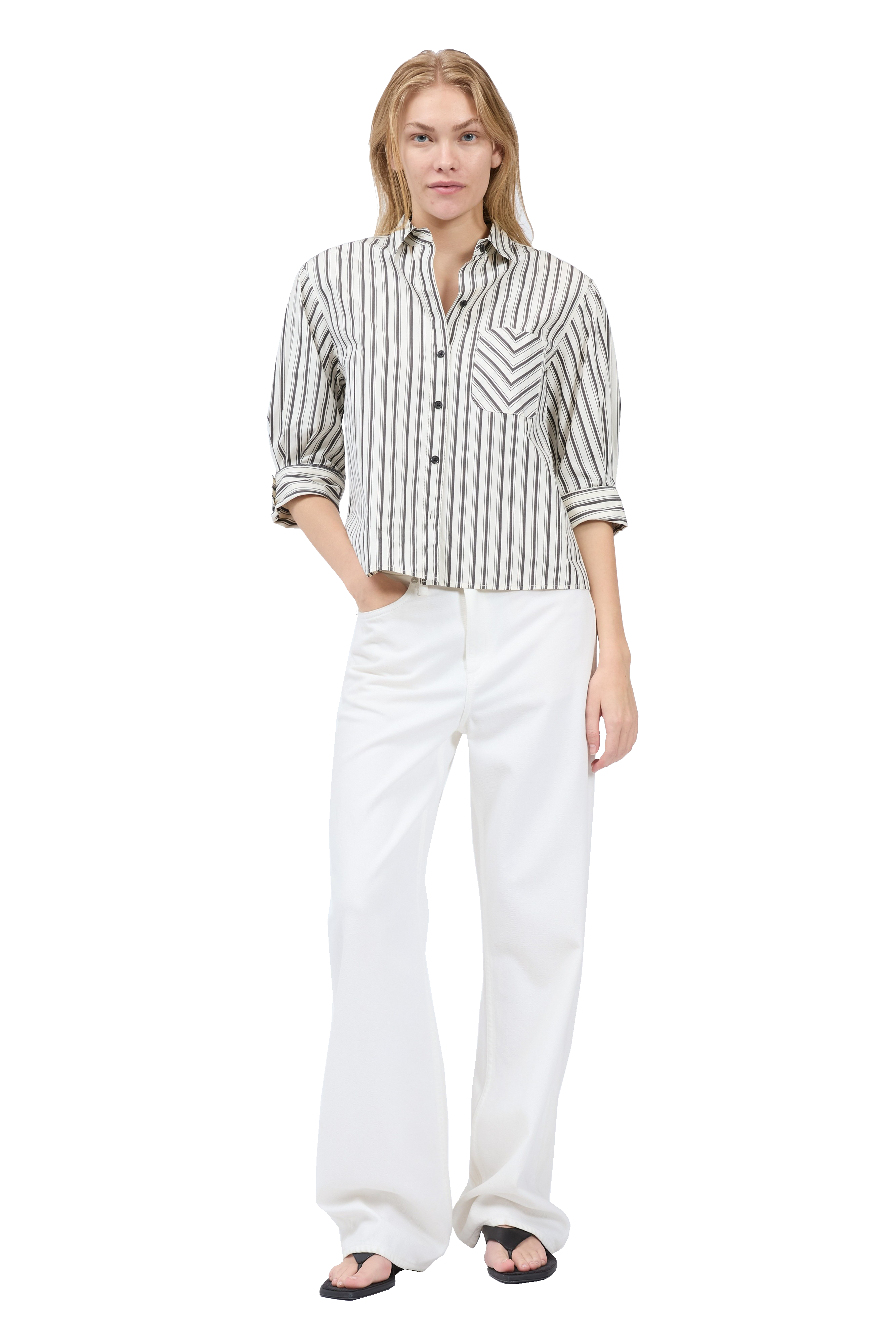 LUCIA STRIPE POPLIN SHIRT - Blouses - Sassanova