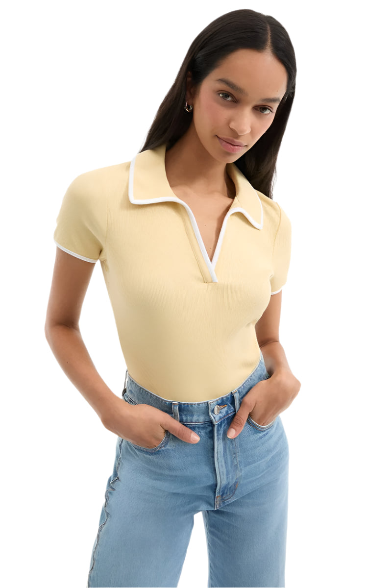 KEARNEY TEE W/CONTRAST PIPING - Blouses - Sassanova