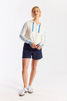 GEO SLEEVE CROPPED HOODIE - Sweaters - Sassanova