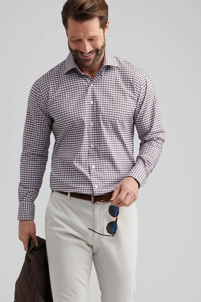FAIRBANKS TWILL SPORT SHIRT with plaid brown and white all-over print

NOVAMAN