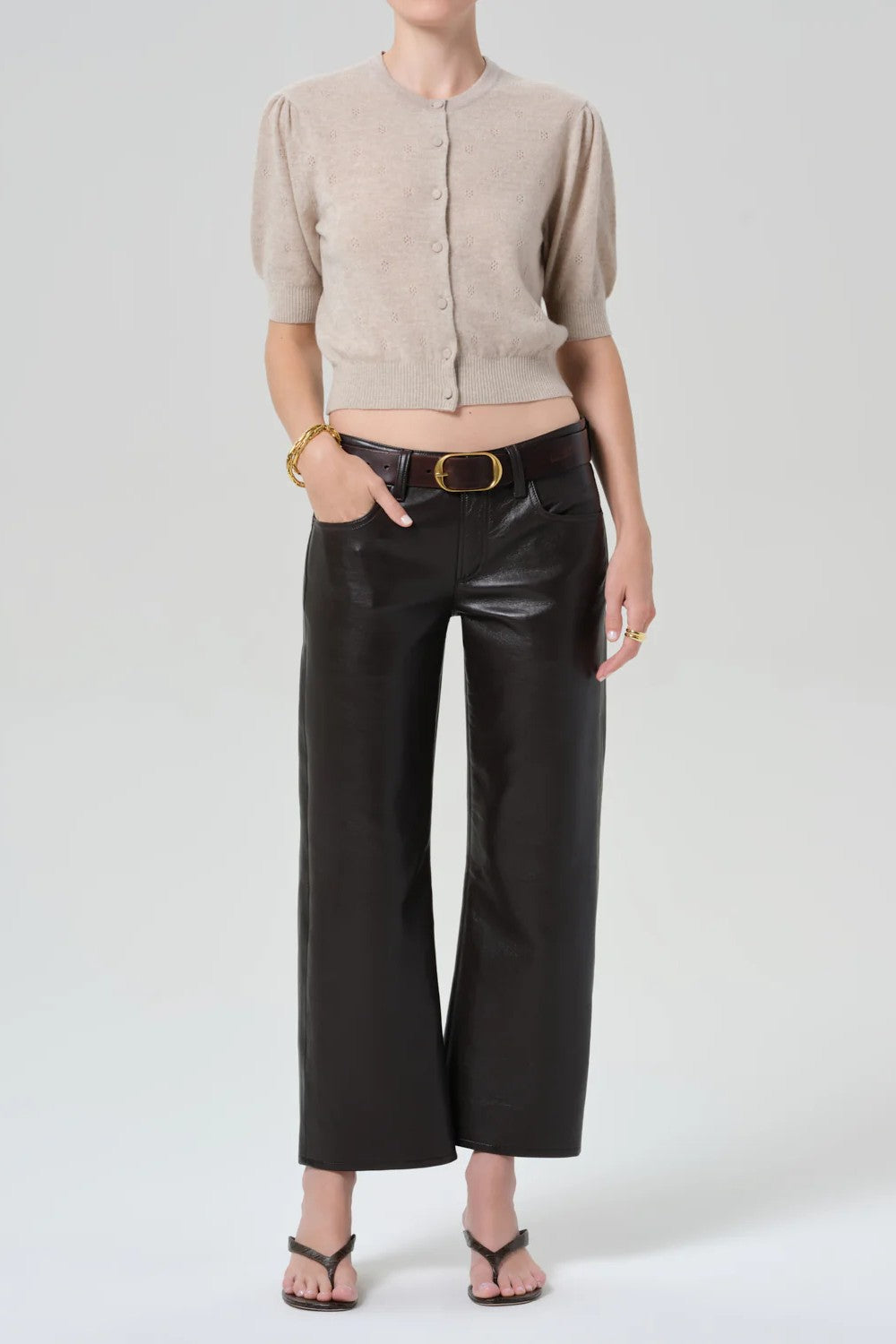 RAINA POINTELLE SHORT SLEEVE CARDIGAN - Sweaters - Sassanova