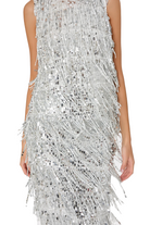 ROXANNE FRINGE SEQUIN MIDI SKIRT - sassanova