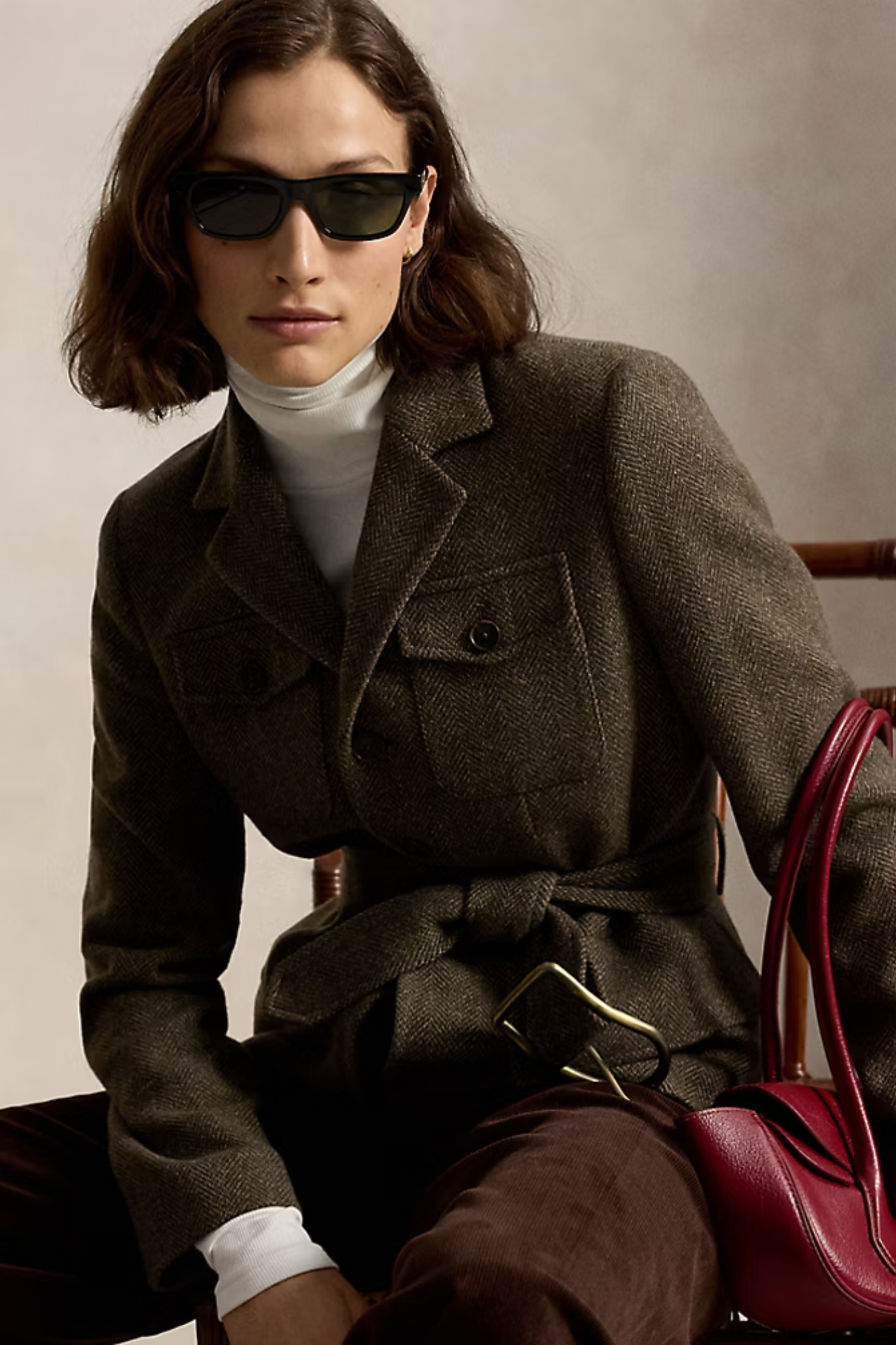 TWEED BELTED UTILITY JACKET Sassanova