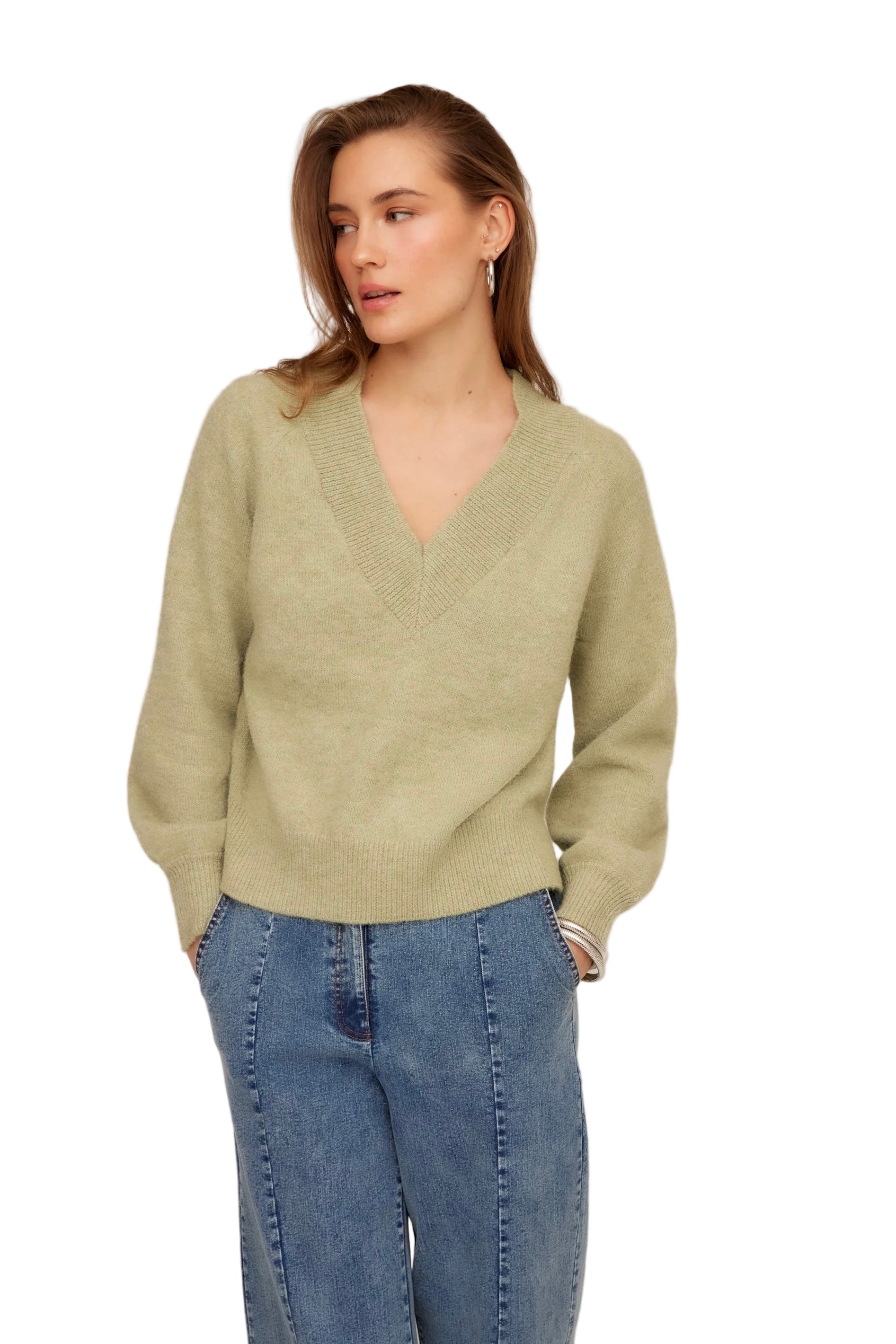HEATHER V NECK SWEATER - Sweaters - Sassanova