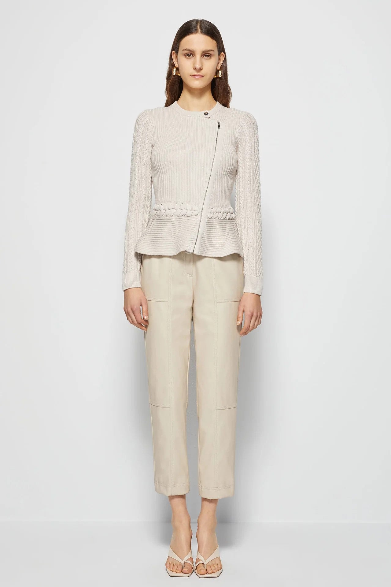 ANDI PEPLUM JACKET in stone-sassanova
