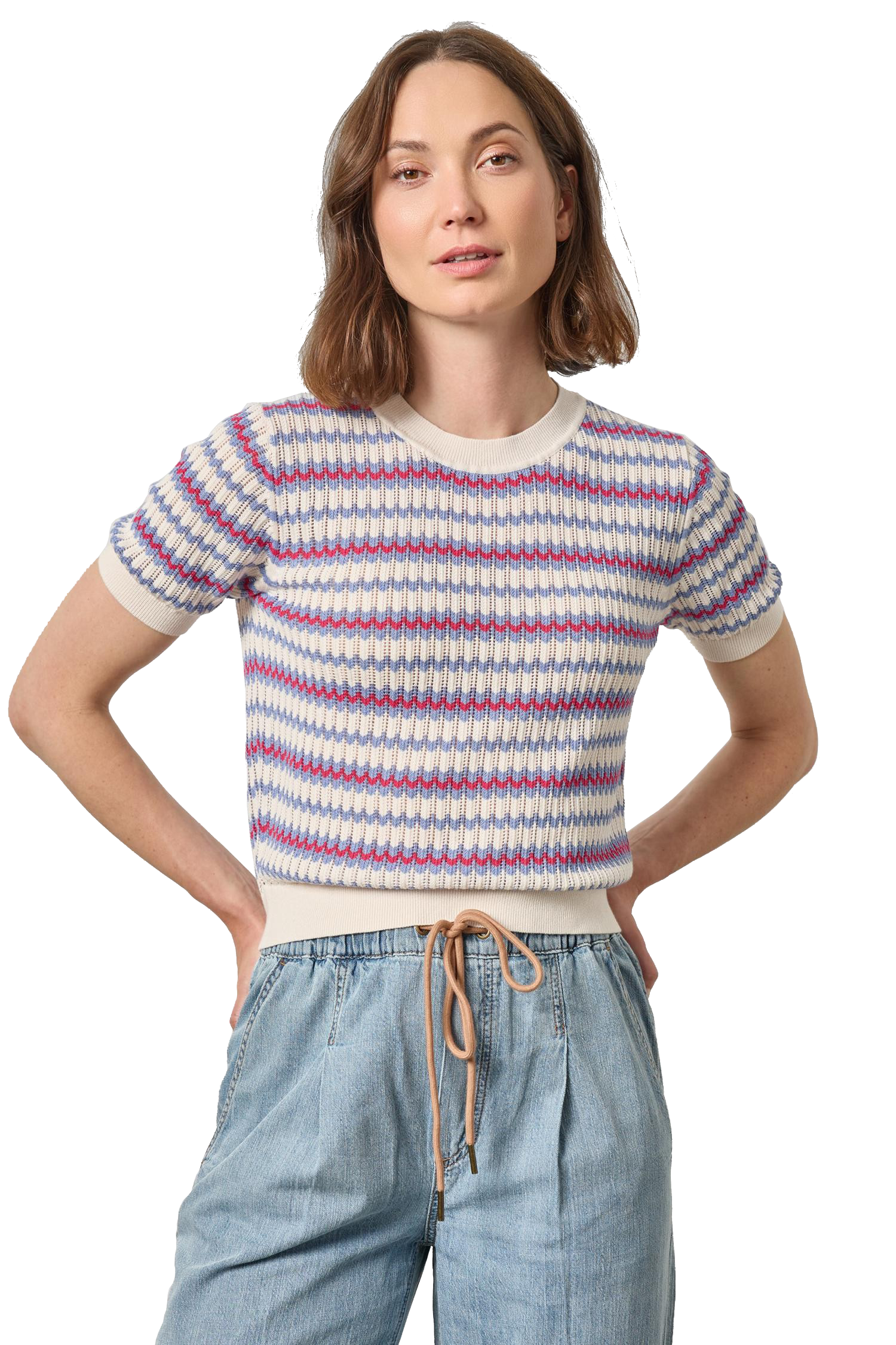 NOVELTY STRIPE CREWNECK SWEATER - Sweaters - Sassanova