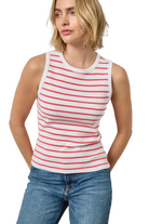 RIB STRIPE HIGH NECK TANK - Tank Tops - Sassanova