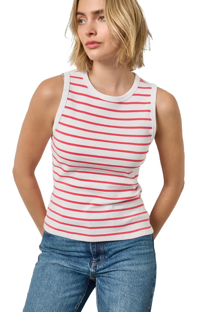 RIB STRIPE HIGH NECK TANK