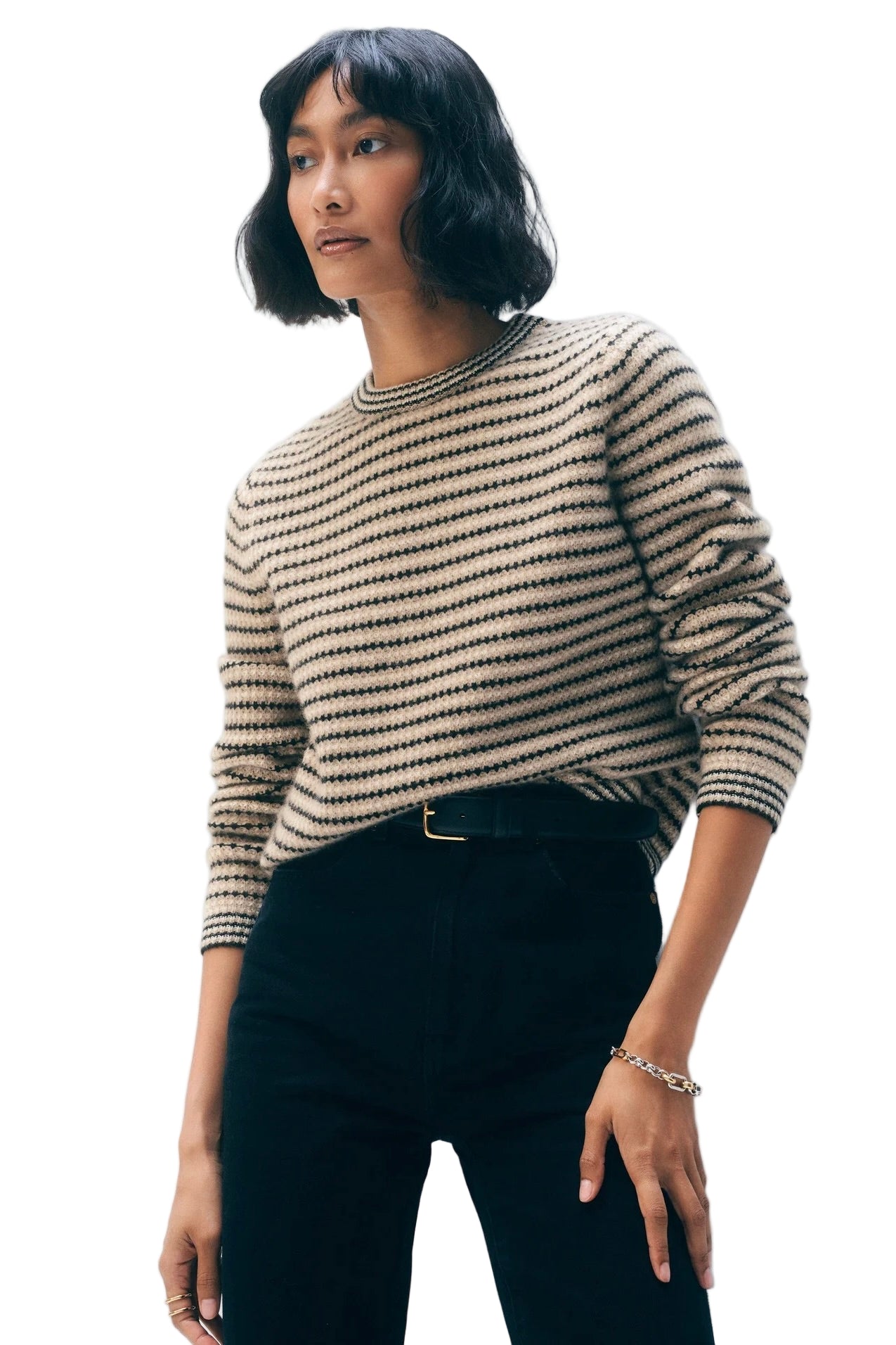 CASHMERE TEXTURED STRIPE CREW
sassanova