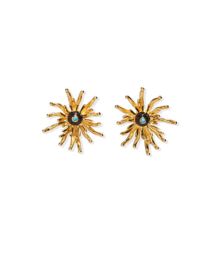 CACTUS FLOWER STUDS- GOLD - Earrings - Sassanova