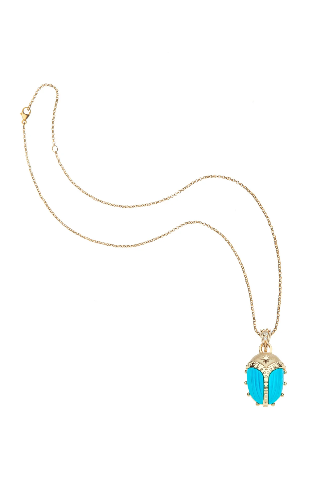 PROTECT GUARDIAN TURQUOISE SCARAB PENDANT- CLASSIC ROLO CHAIN - Necklaces - Sassanova