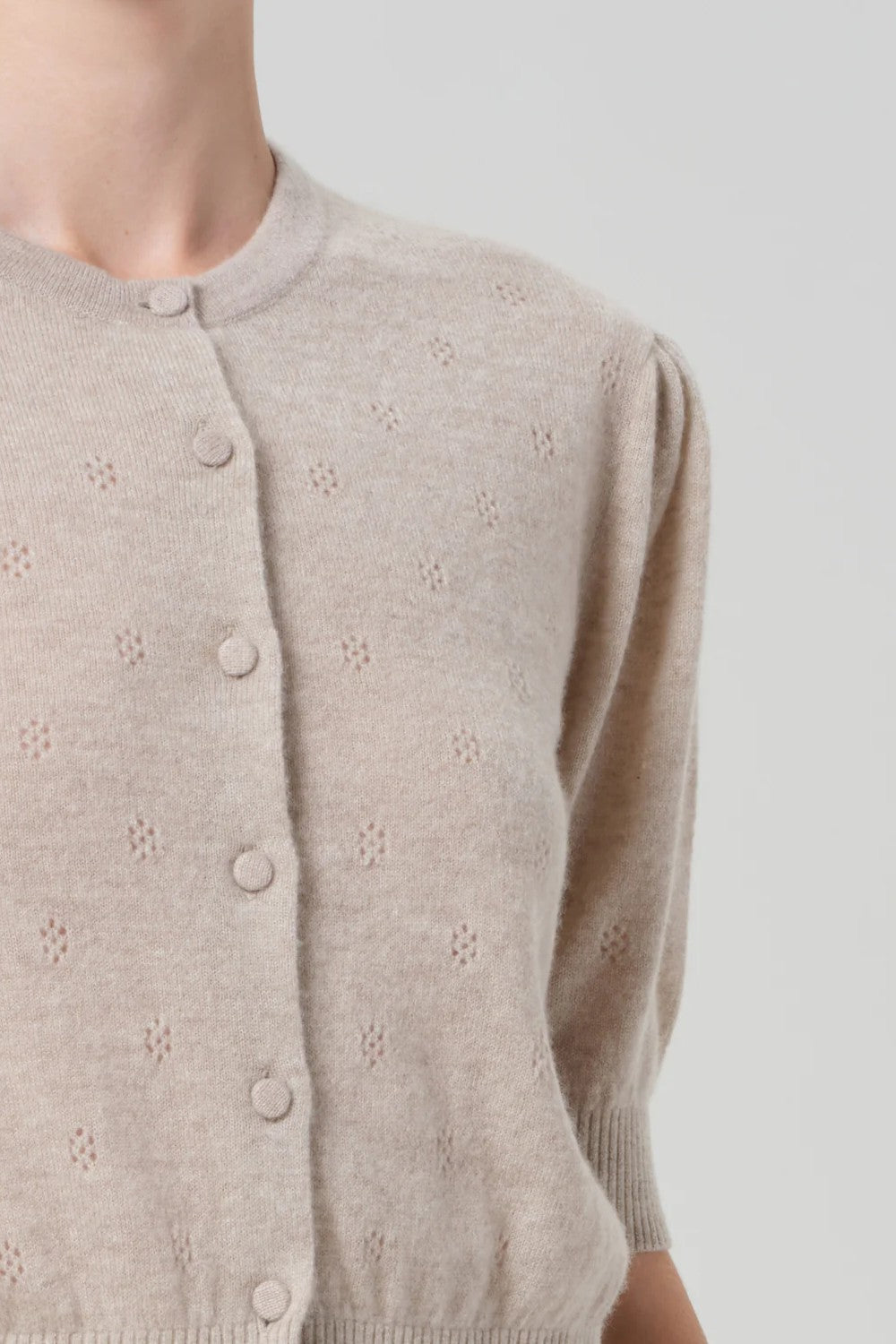 RAINA POINTELLE SHORT SLEEVE CARDIGAN - Sweaters - Sassanova