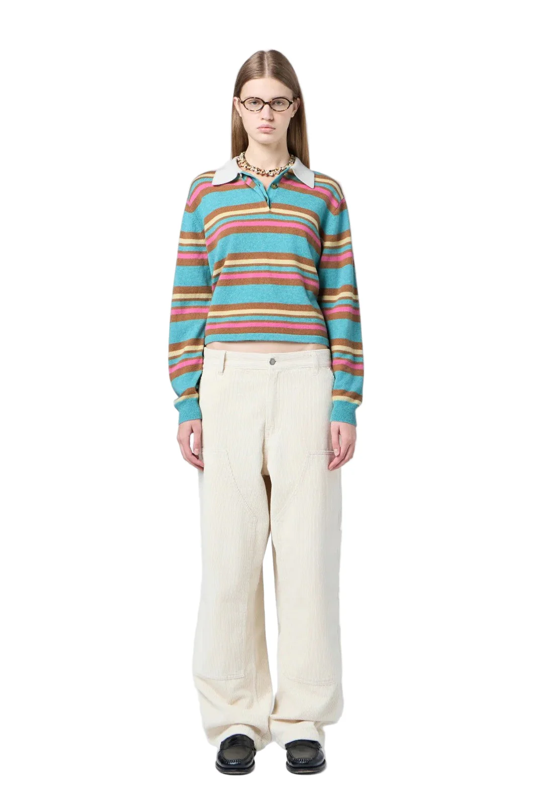 CROPPED STRIPED RUGBY SWEATER - Sweaters - Sassanova