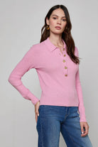 STERLING JEWEL BUTTON COLLARED SWEATER - Sweaters - Sassanova