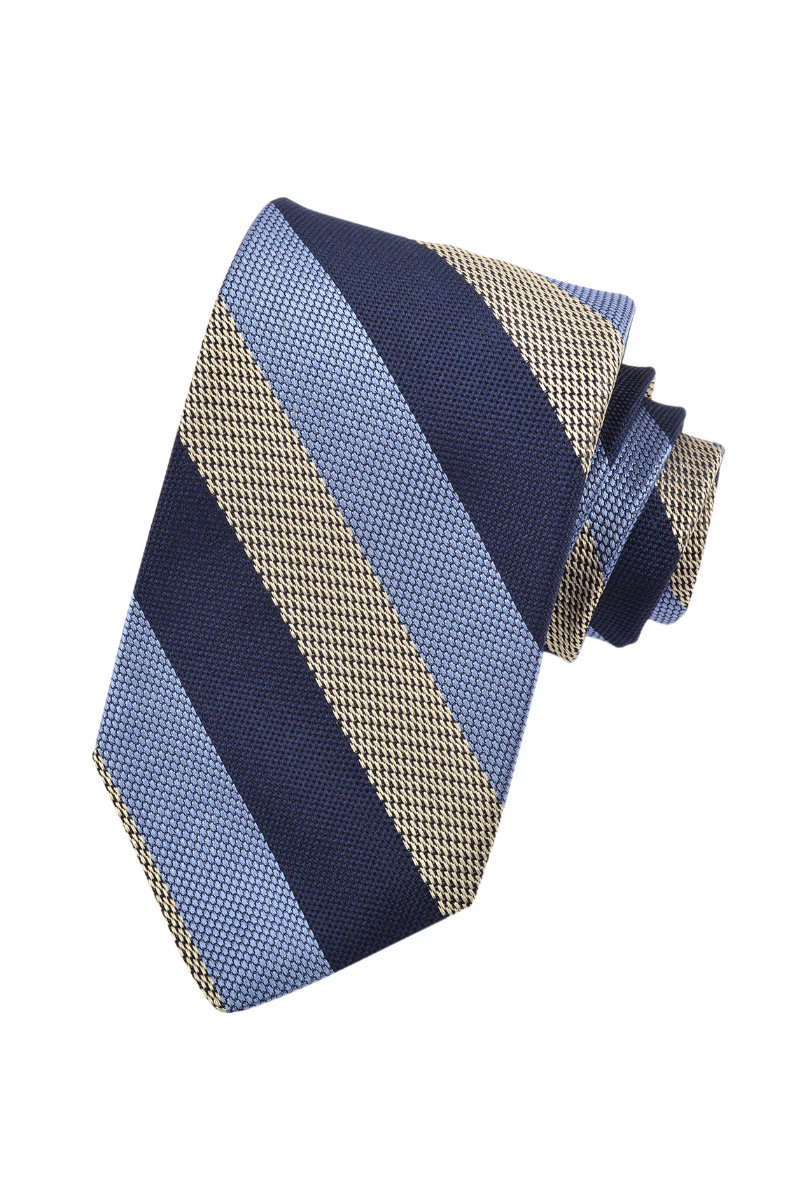 BOLD WOVEN STRIPE TIE BLUE - Ties - Novaman