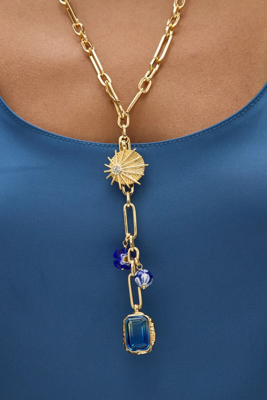 SERENE CHARM NECKLACE- BLUES - Sassanova