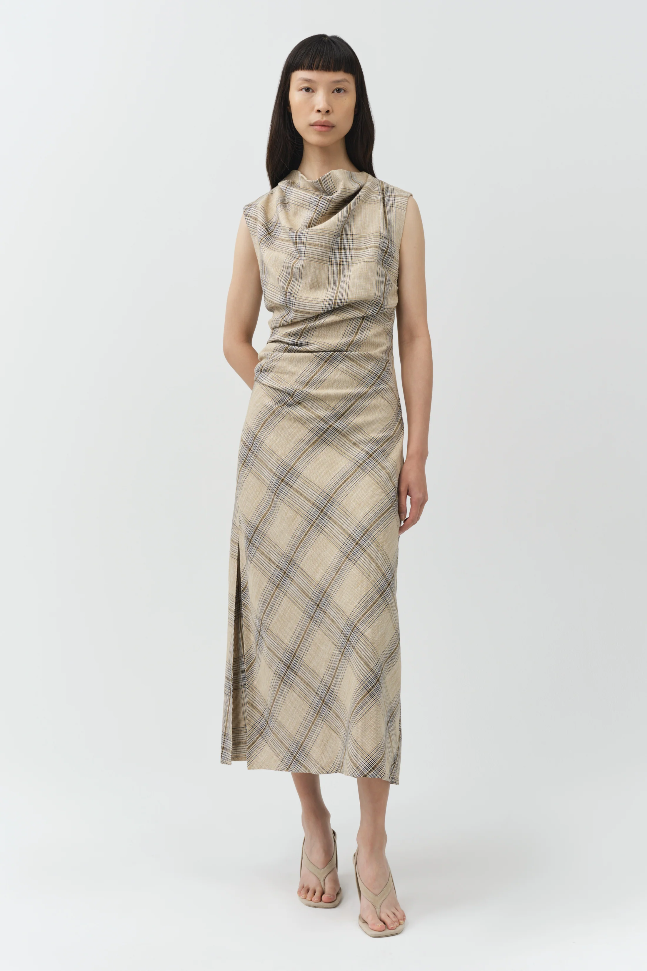 BURKE SLEEVELESS DRAPED MIDI DRESS - Dresses - Sassanova
