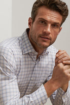 LENOX COTTON SPORT SHIRT with long sleeves, white color base and windowpane pattern-novaman