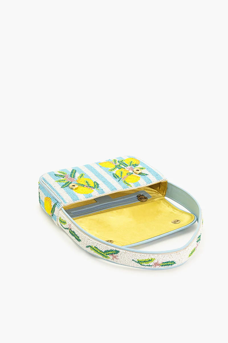 LIMONCELLO STRIPE SHOULDER BAG- BLUE/WHITE/YELLOW - Shoulder Bags - Sassanova
