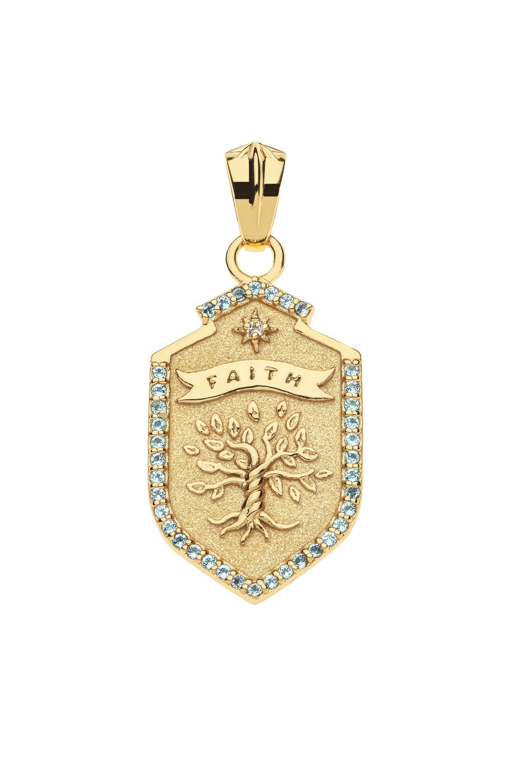 FAITH SHIELD PENDANT- CLASSIC ROLO CHAIN - sassanova