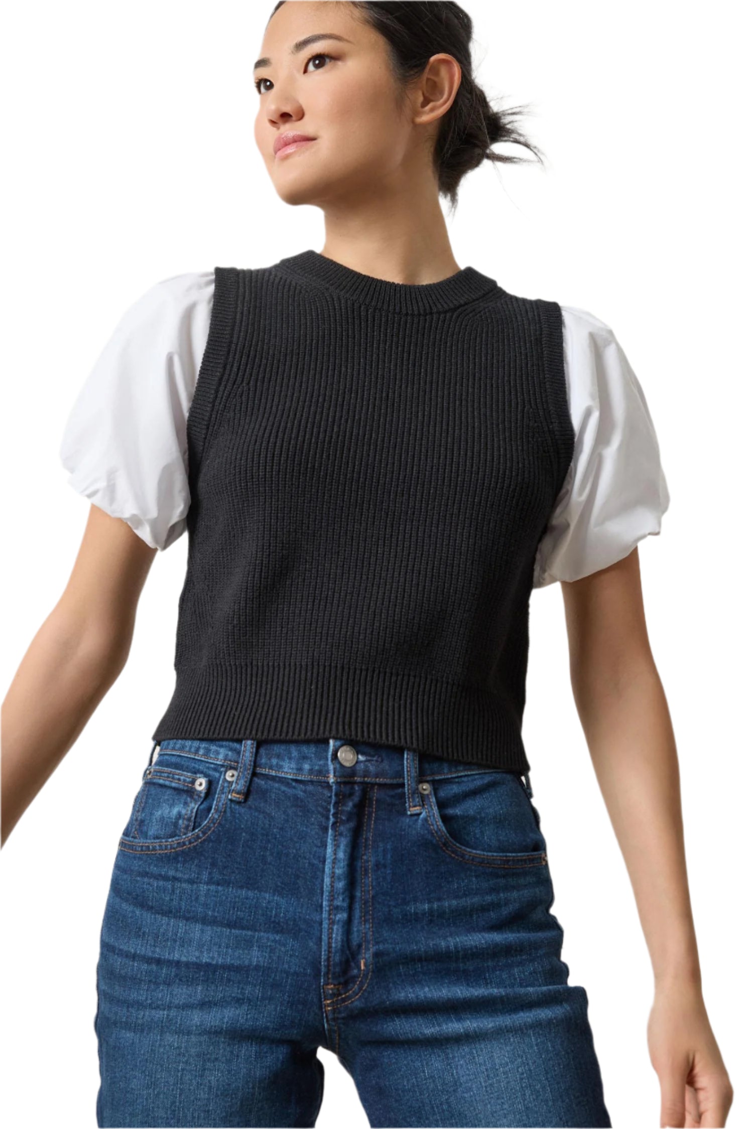 MIXED MEDIA PULLOVER SWEATER (PA3041)-Sassanova