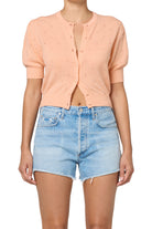 RAINA POINTELLE SHORT SLEEVE CARDIGAN - Sweaters - Sassanova