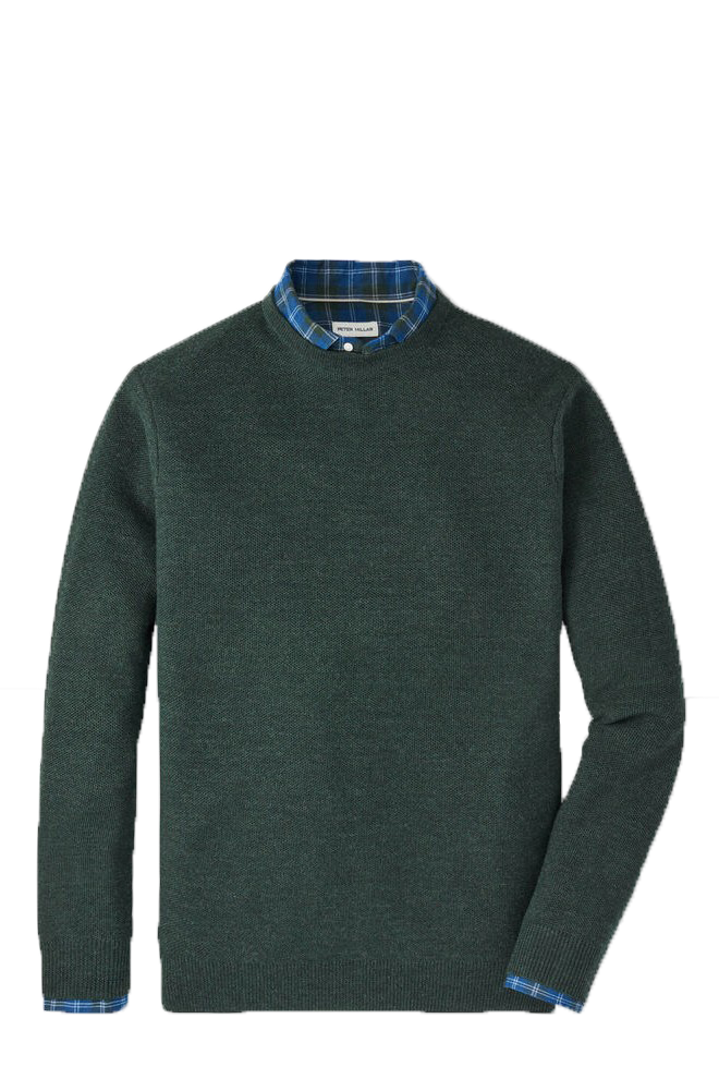 AUTUMN CREST HONEYCOMB CREW sweater in solid dark green sweater-novaman