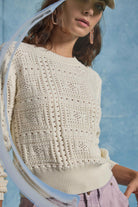 PATCHWORK STITCH CREWNECK SWEATER - Sweaters - Sassanova