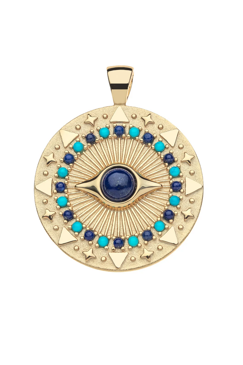 PROTECT GLEAMING EYE PENDANT CELESTIAL BLUE- DRAWN LINK CHAIN