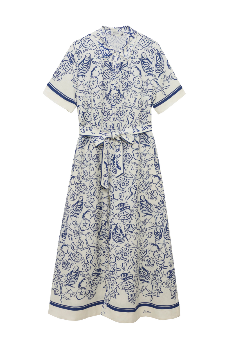 AUDRIA SHORT SLEEVE BELTED MIDI DRESS