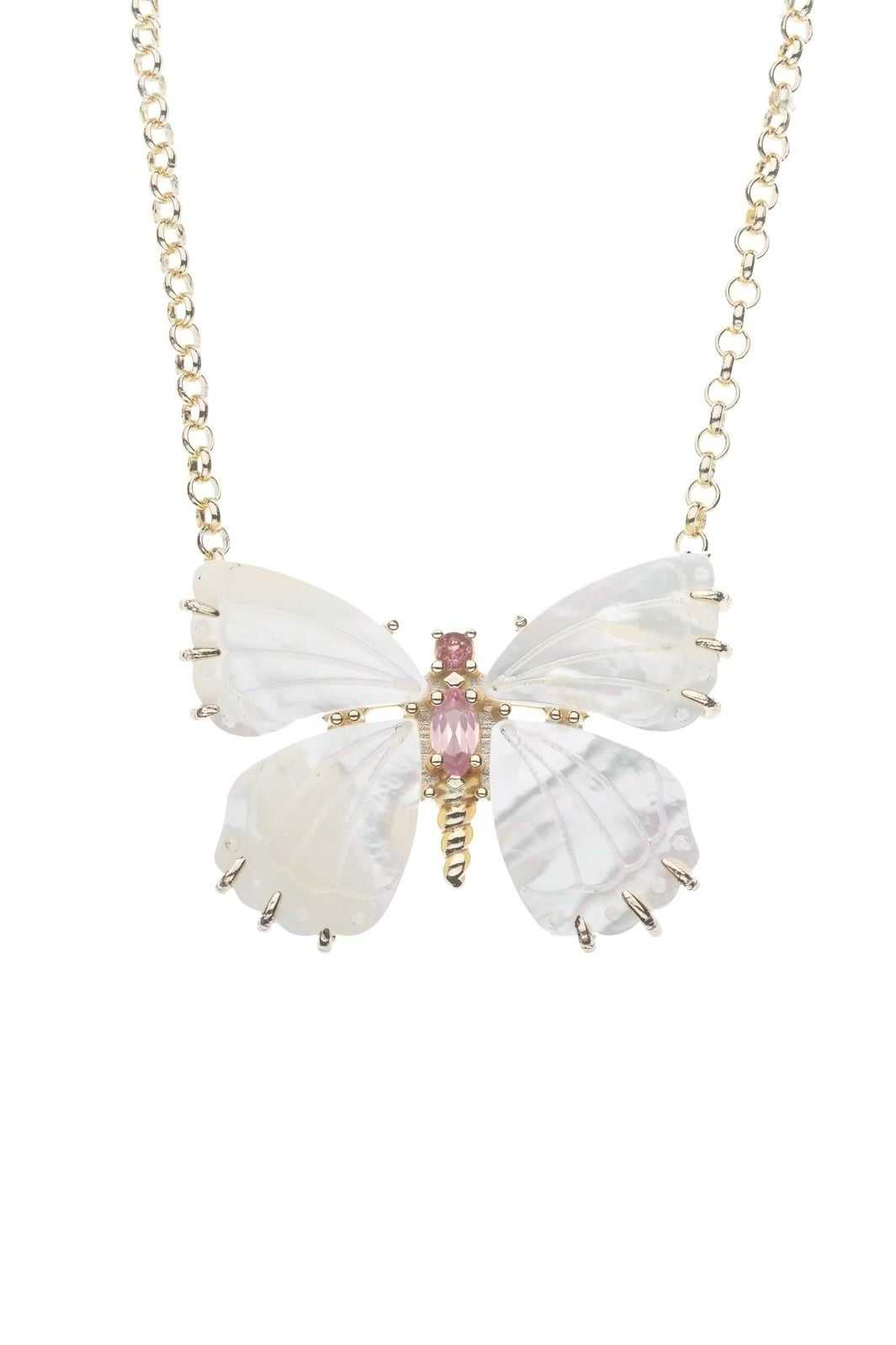 FREEDOM MOTHER OF PEARL BUTTERFLY NECKLACE - Necklaces - Sassanova
